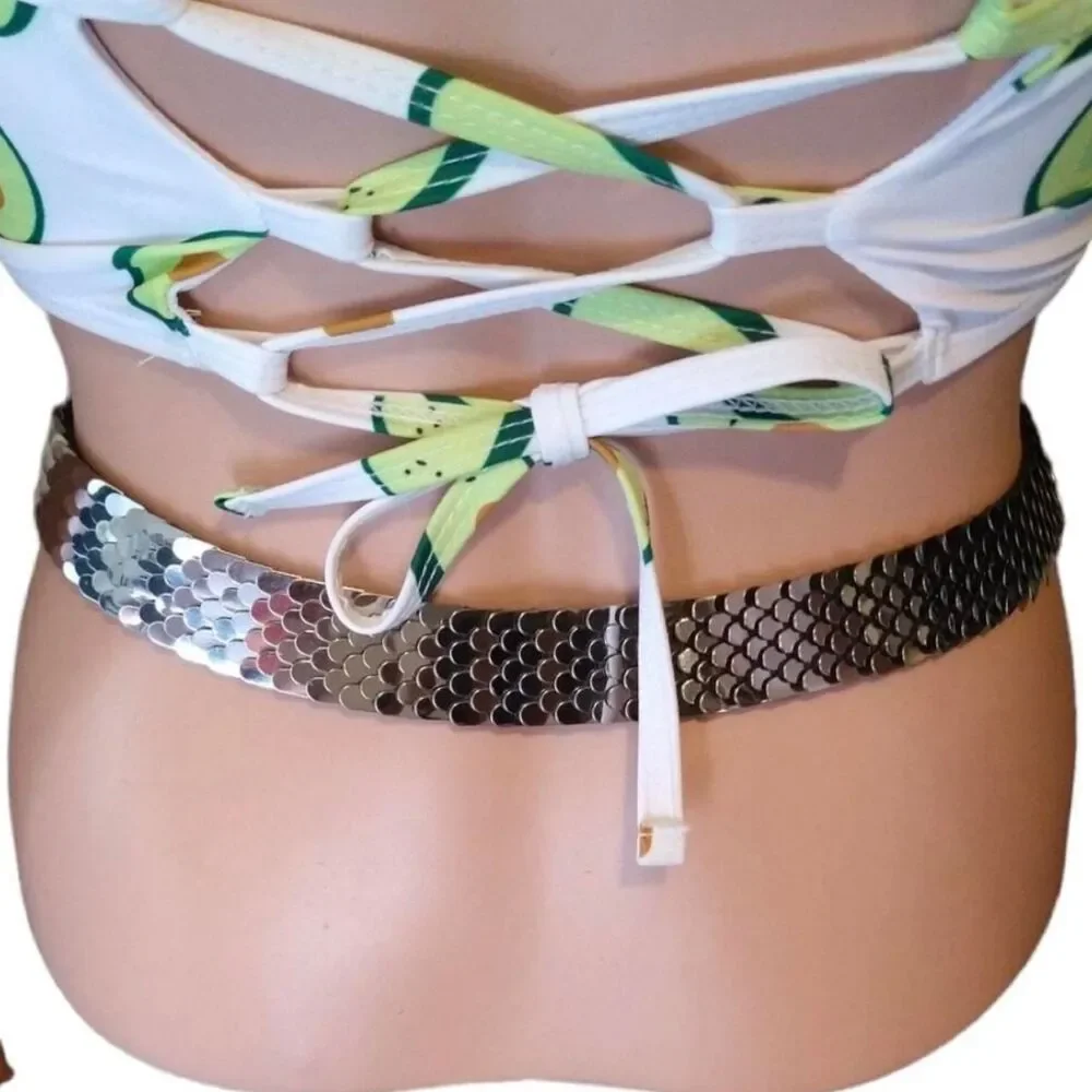 60's Vintage Stretchy Metal Belt with Flower on Buckle size S/M #festival